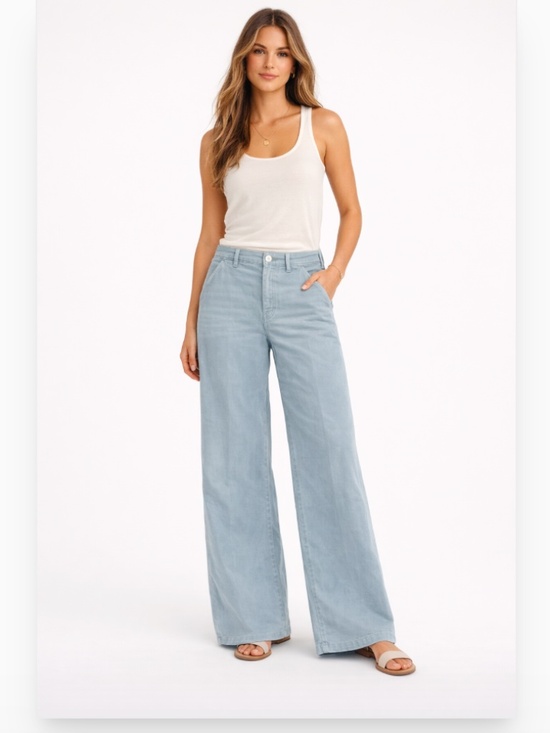 Pilcro and the Letterpress Pants - Pilcro and the Letterpress Light Blue Wide-Leg Jeans
